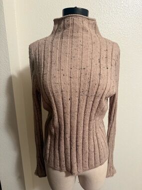 Madewell Ribbed Mock Neck Sweater in Dusty Mauve Fleck